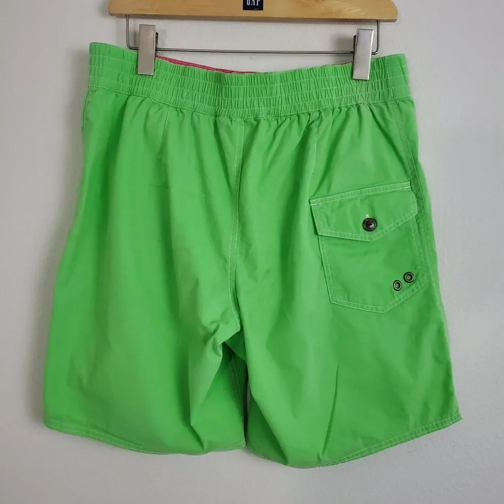 Polo Ralph Lauren Men's Swim Trunks Medium Neon Green Embroidered RL Mallet